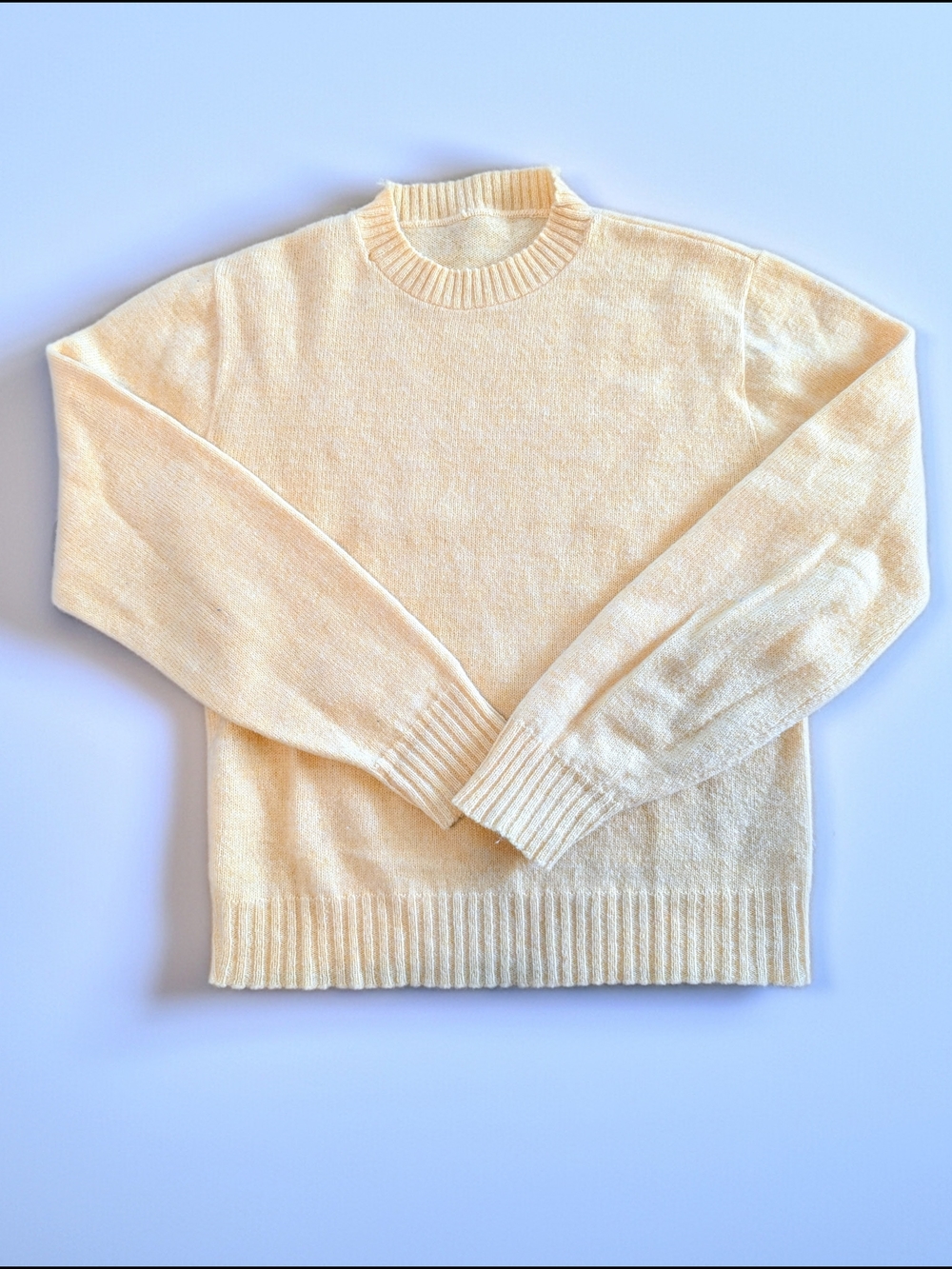 Vintage Buttercream Yellow Wool Knit Crewneck Sweater